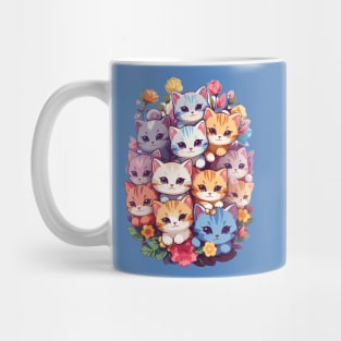 Kawaii kitten in flower bouquet Mug